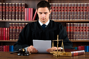Judge reading a paper