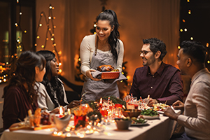 Family having dinner together