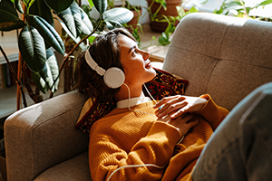 Woman listening to music