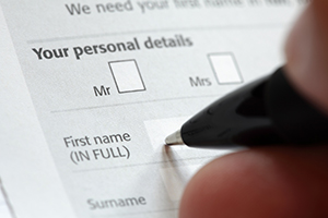 Person filling a form