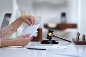 Woman opening an envelope